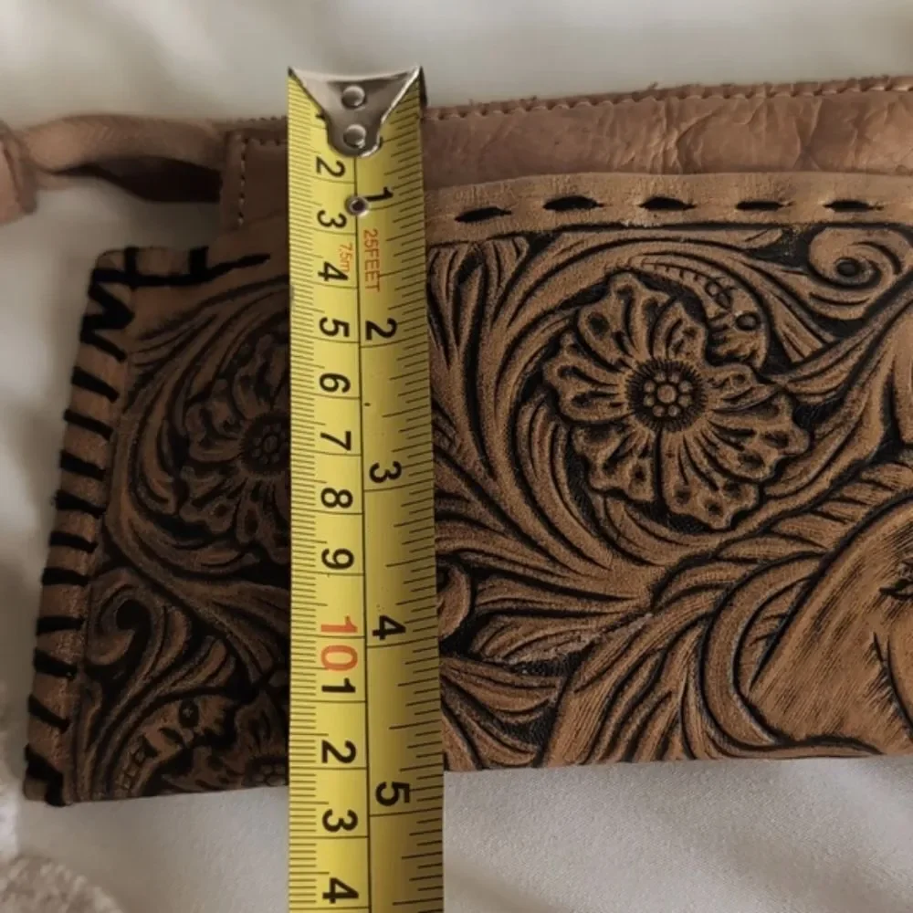 Western Artisan Hand Tooled Leather -Small Zip Pouchette